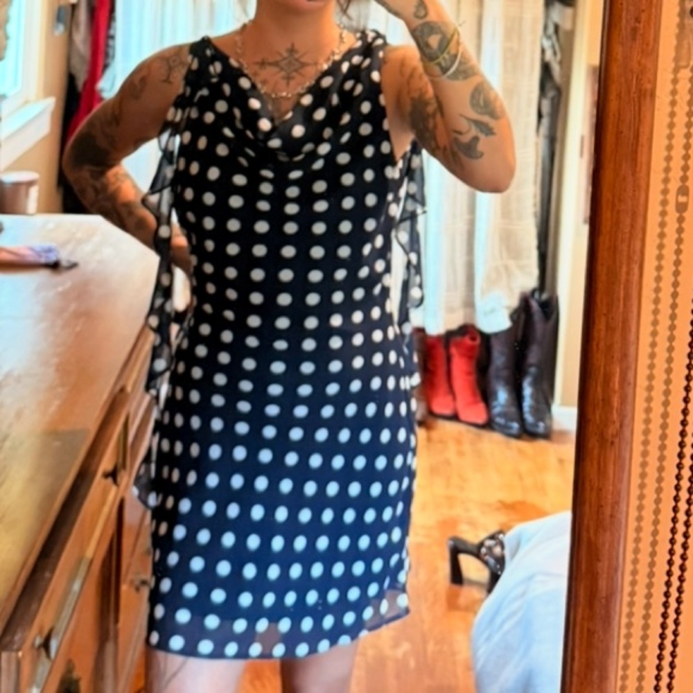 Blue and White Polka Dot Dress